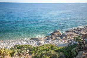 Spiaggia delle Piscine Blick vom Parkplatz - Elba mit dem Wohnwagen